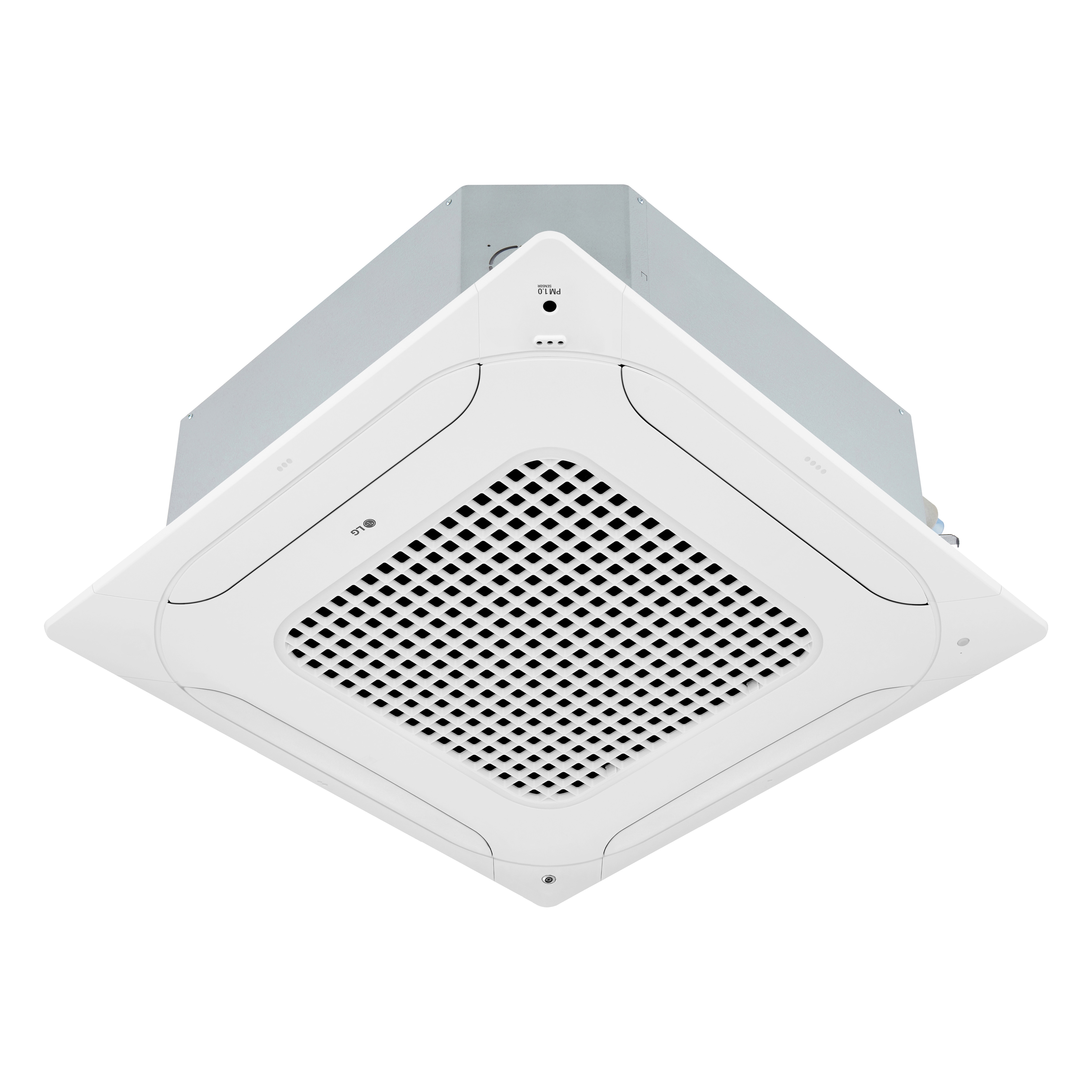 The LG HVAC indoor unit(idu) Ceiling Mounted Cassette, which is designed to be rectangular and recessed into the ceiling, is displayed.